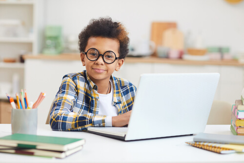 Child Studying on Computer