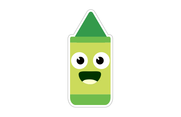 Green crayon sticker Speech Blubs app